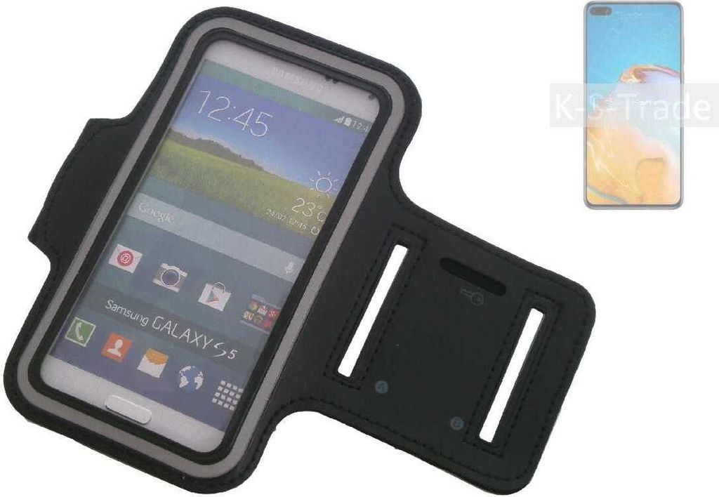 Kompatibel mit Huawei P40 Neopren Jogging Armband Sportarmband Oberarmband schwarz kompatibel mit Huawei P40 mit Reflektor Streifen. Fitness Lauf