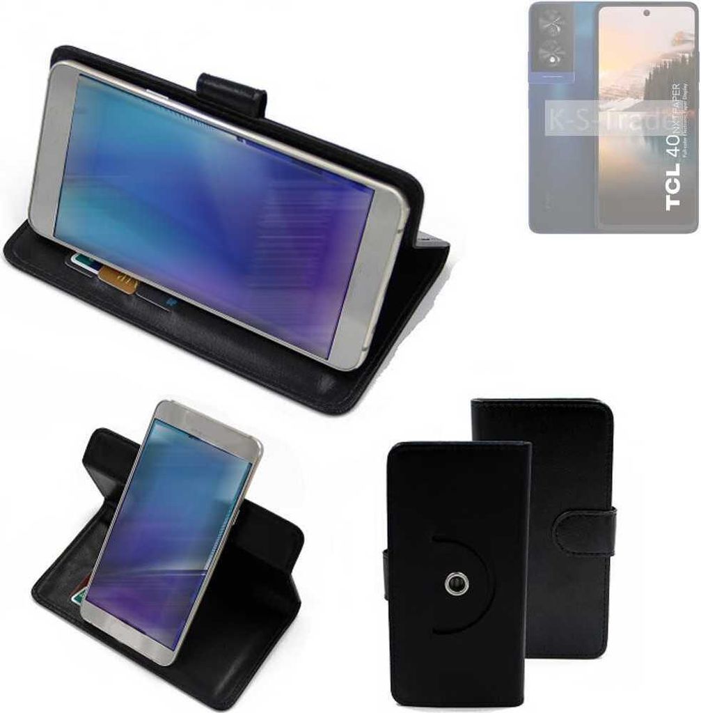 K-S-Trade Case Schutzhülle Handyhülle kompatibel mit TCL 40 NXTPAPER Flipcase Smartphone Cover Handy Schutz Tasche Klapphülle Walletcase schwarz