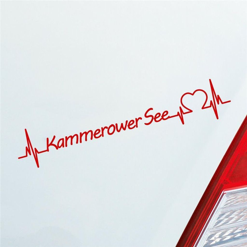 Auto Aufkleber Kammerower See Herz Puls See SeaLiebe Love 19x4 cm Rot Sticker Heckscheibenaufkleber