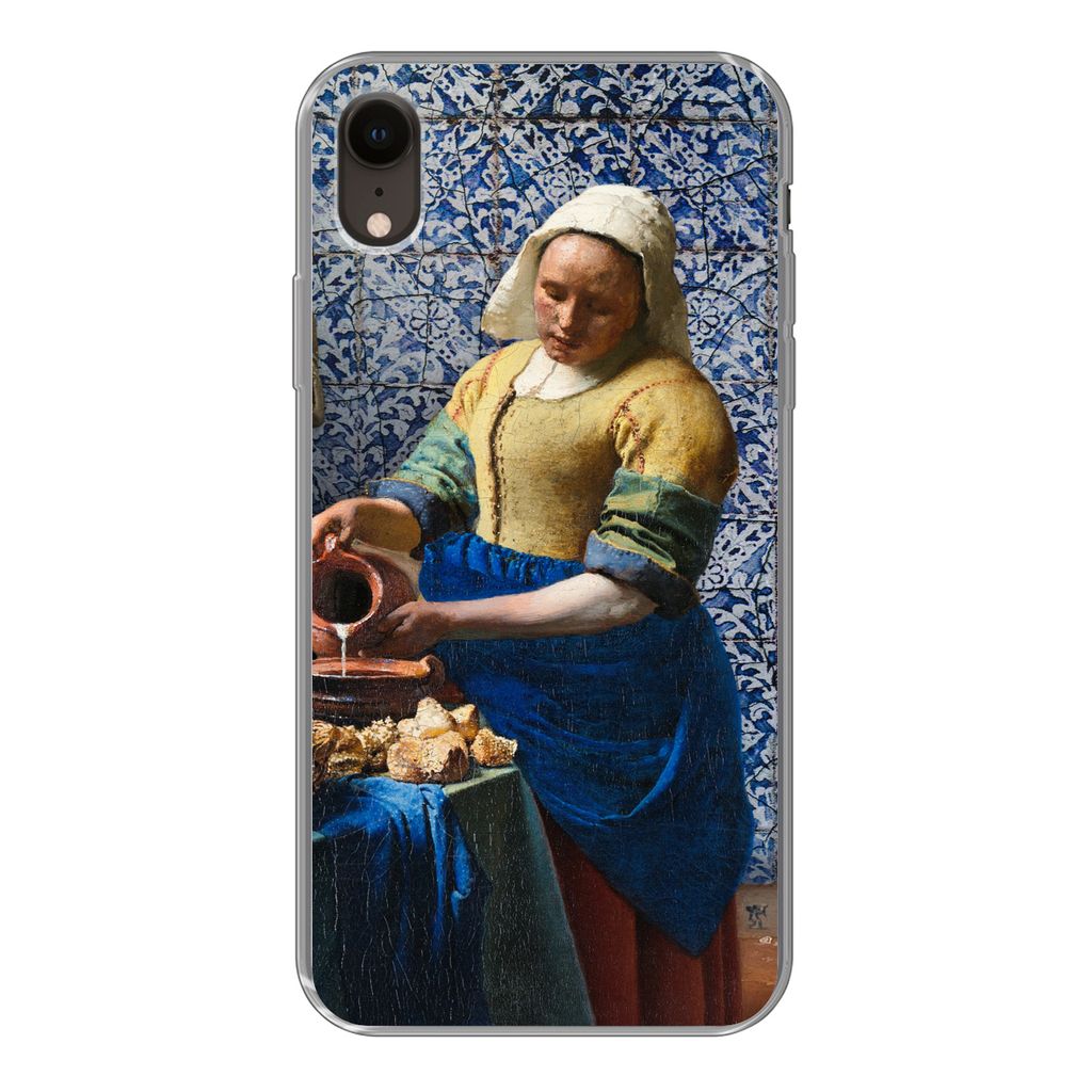 MuchoWow Handyhülle Schutzhülle Hülle für iPhone XR Milchmädchen - Delfter Blau - Vermeer - Gemälde - Alte Meister Silikon Softcase Handy H...