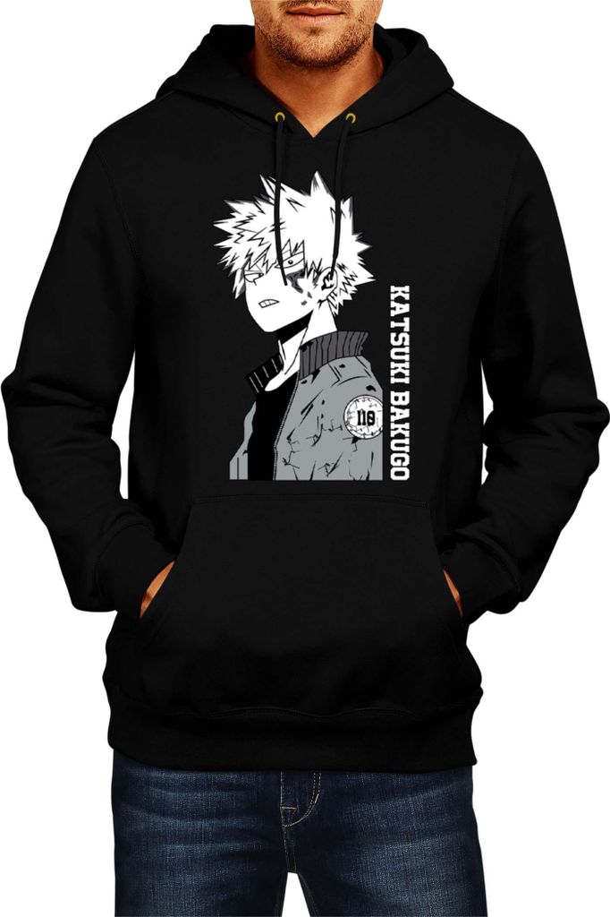 Herren Kapuzenpullover Japan Manga Anime Comics Animation My Hero Anime Academia Katsuki, Man L / Schwarz