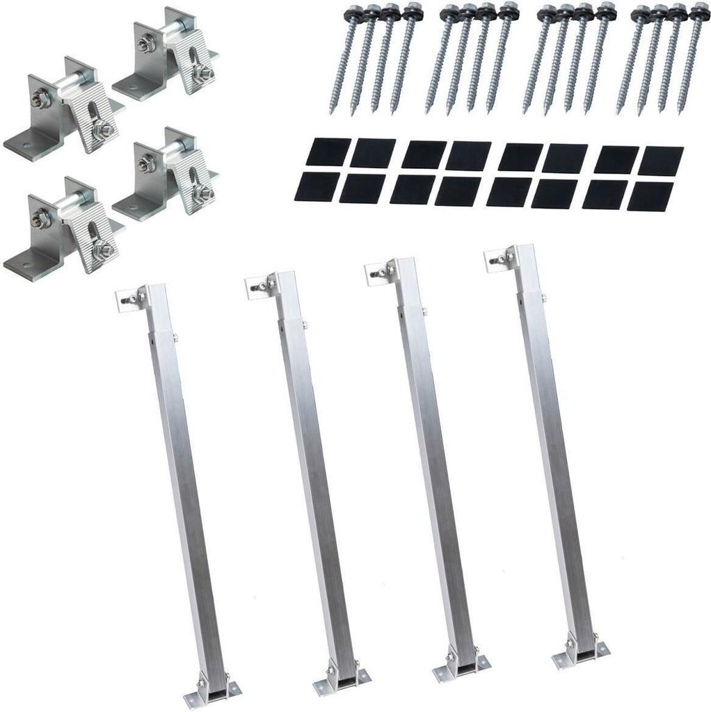Solarmodul Halterung für Flachdach, Dach, Wand, Boot, Wohnmobil, Winkel Alu Aufständerung für PV, Solarmodul 2er Set 30°-60° Silber Photov...