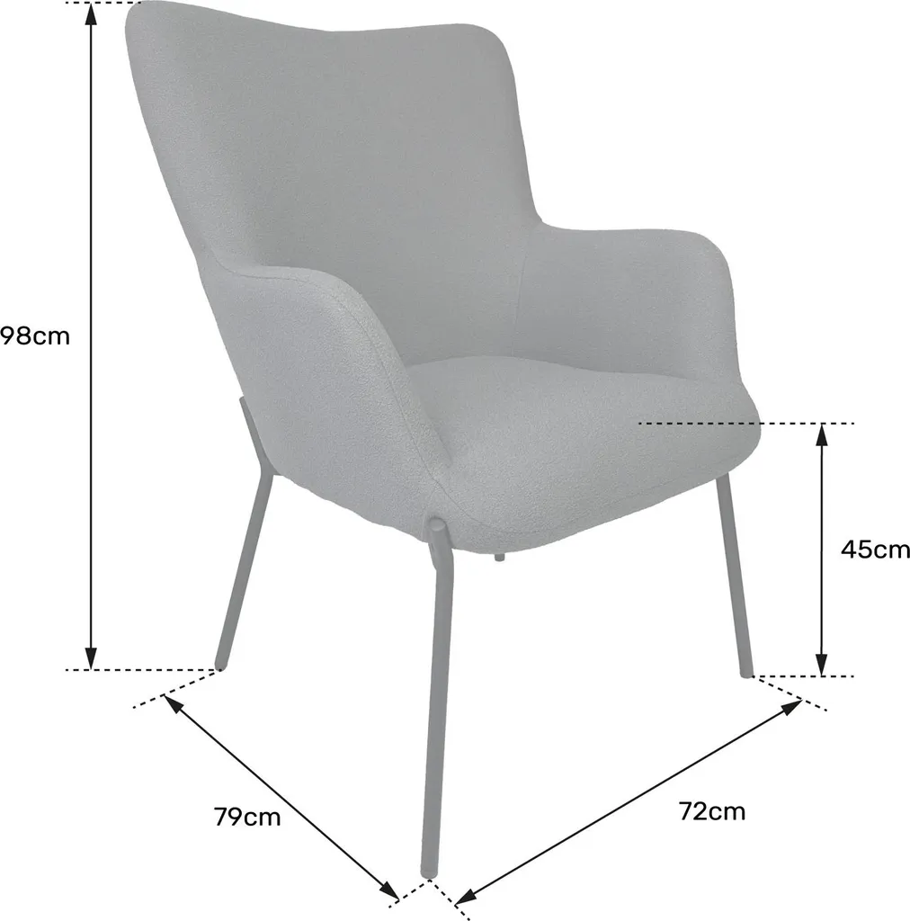 Fauteuil bouclé gris EIRA - Matière douce et texture moderne tendance