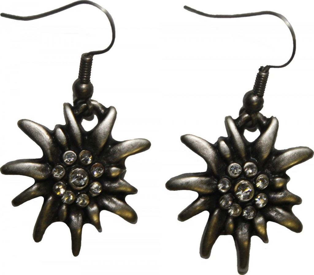 German Wear, Trachtenohrringe Ohrhänger Edelweiß Trachtenschmuck Strass