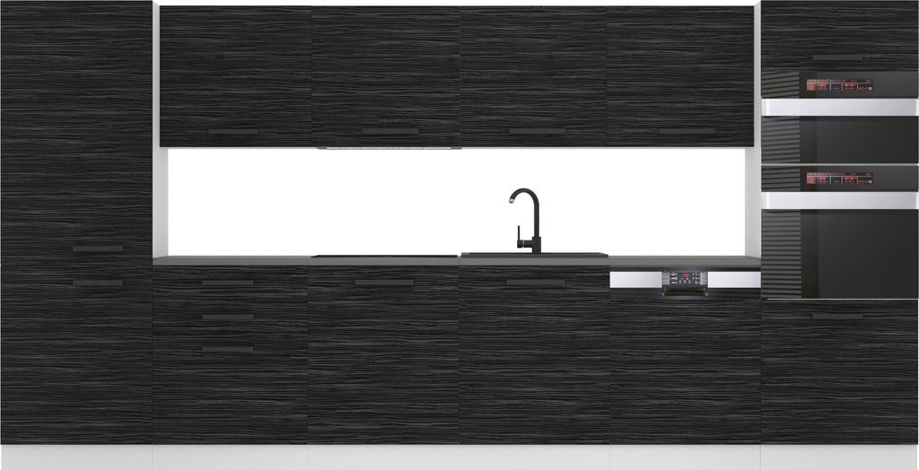 Belini Küchenzeile Küchenblock Naomi - Küchenmöbel 360 cm Einbauküche Vollausstattung ohne Elektrogeräten mit Hängeschränke und Unterschrä...