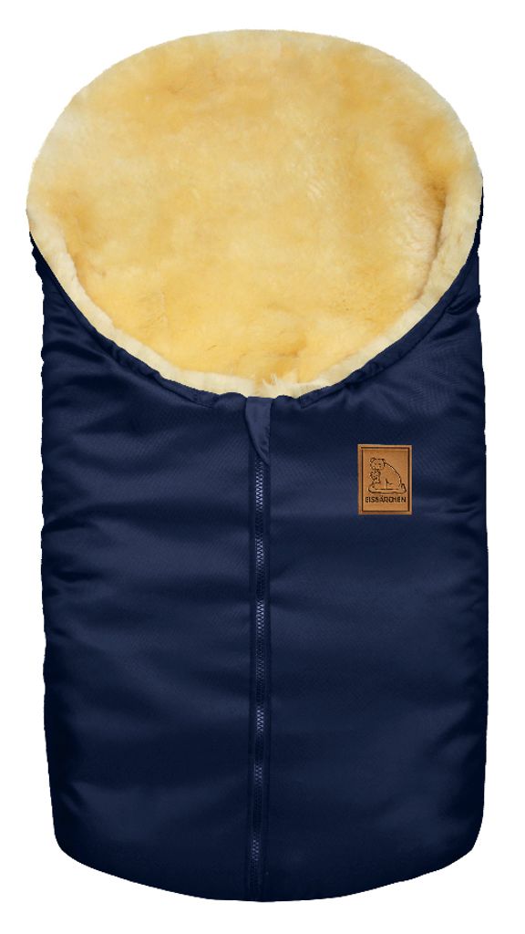 Heitmann Felle Lammfell-Fußsack, Serie "Eisbärchen" für Babyschale und Kinderwagen, Farbe: Marineblau 963MA