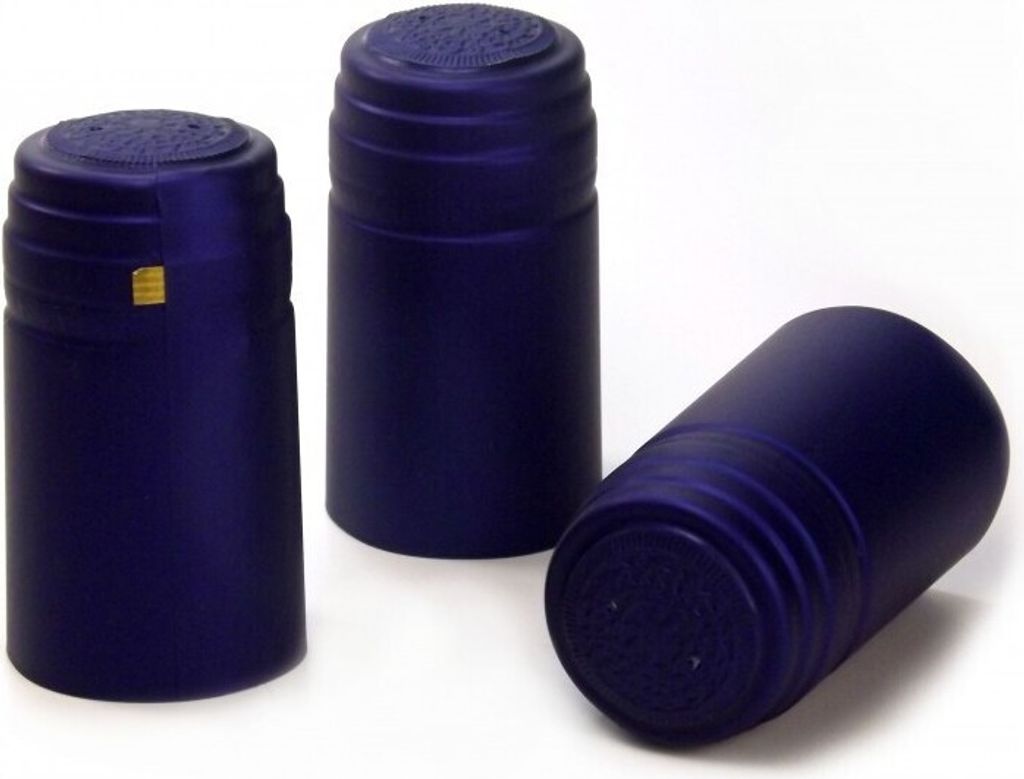 250x Schrumpfkapsel für Glas Flaschen Saphir blau seidenmatt Flaschenkapsel mit Siegel