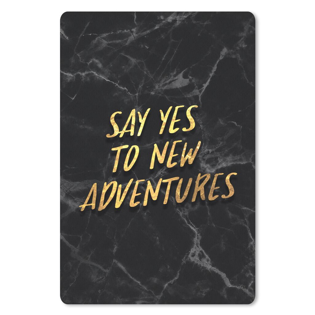 MuchoWow Mauspad Mousepad Zitate - Abenteuer - Gold - Schwarz 40x60 cm - Mousepads - Maus Mat - Pad - Mausunterlage - Schreibtisch Accesoire