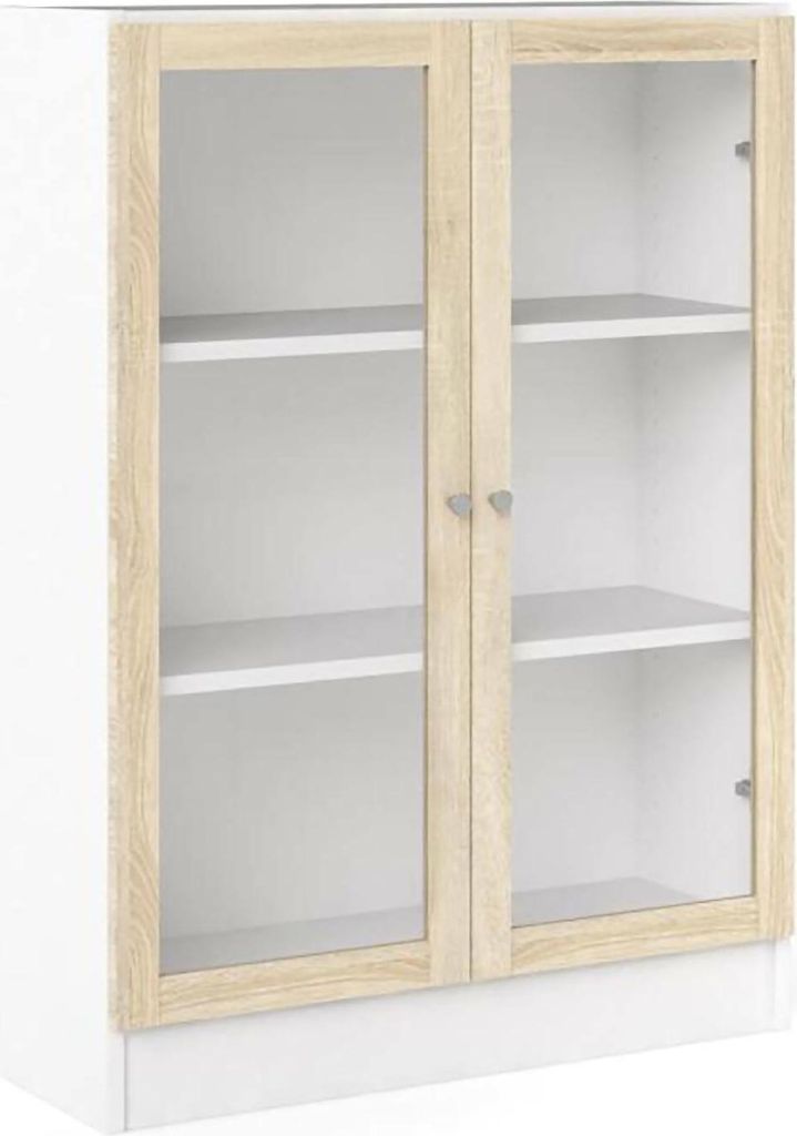 Dmora Bücherregal Aline 79x28,3x107,2 cm Weiß 2 Regale, 2 Türen