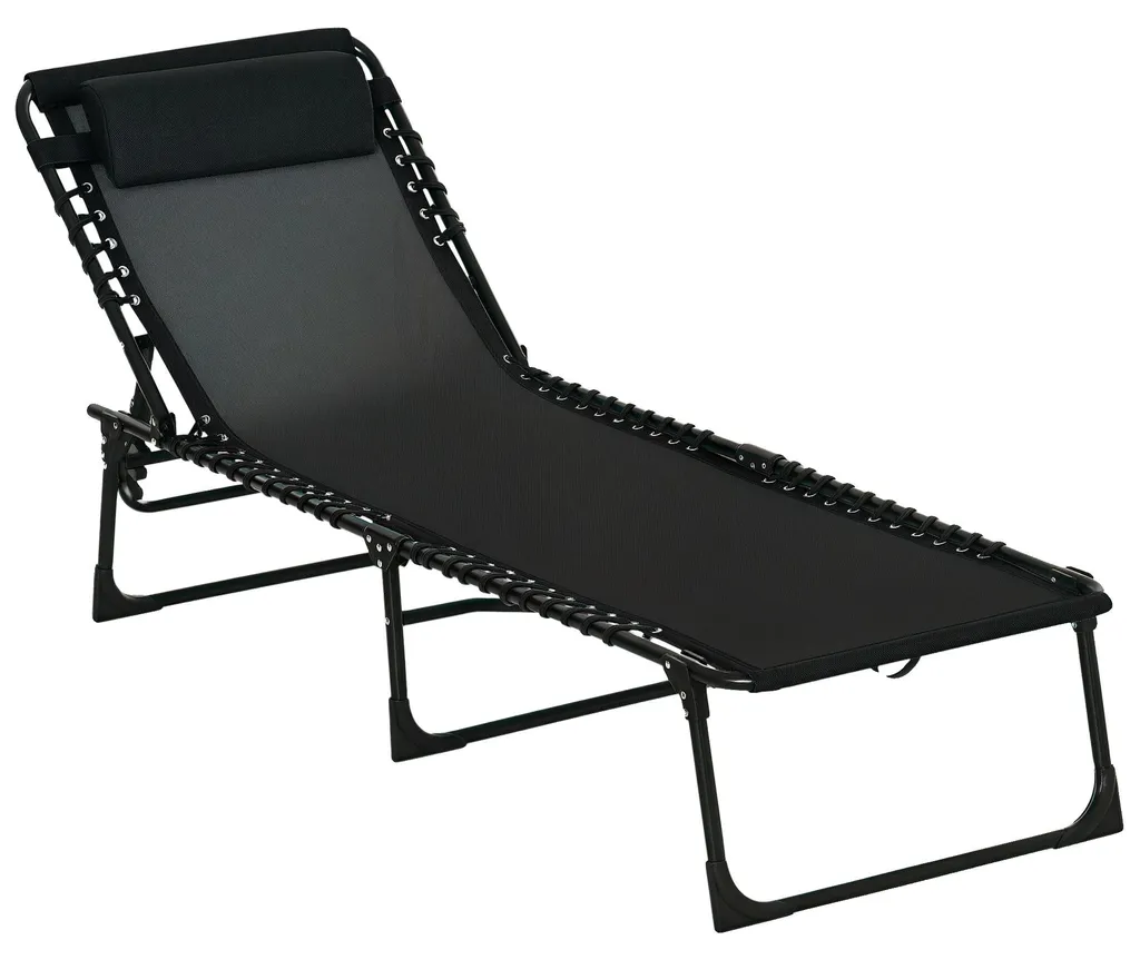Chaise longue inclinable noire haute résistance et confort réglable