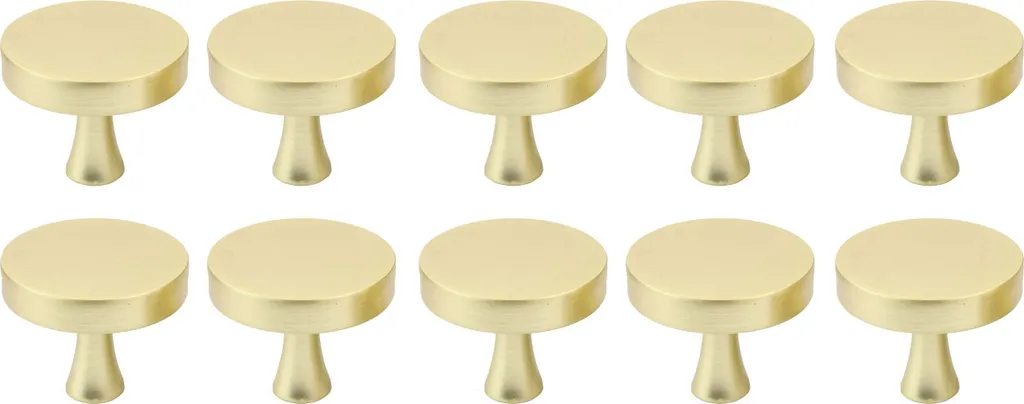 Natural Goods Berlin Maniglia per mobili KREISEL, pomolo per mobili, maniglia per armadi, pomolo per cassetti e porte, oro (spazzolato), 10 pezzi