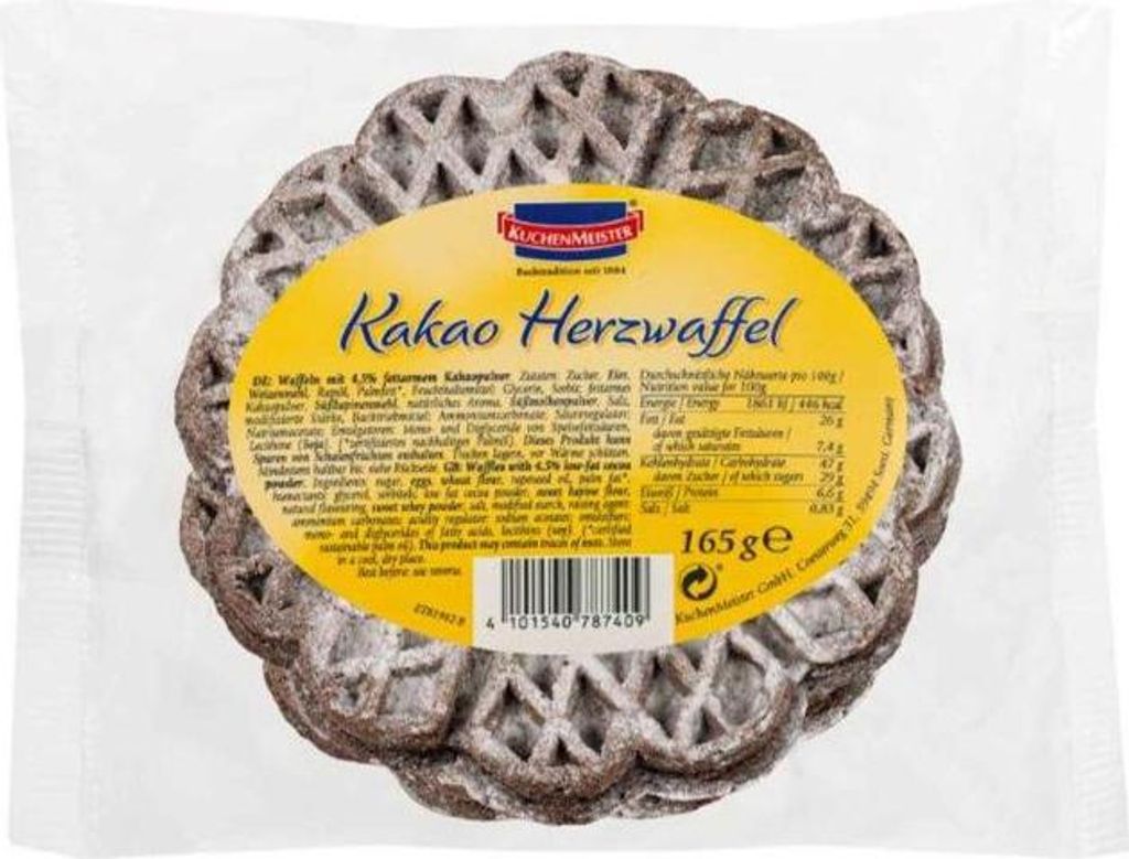 KuchenMeister Herzwaffeln Kakao 165g