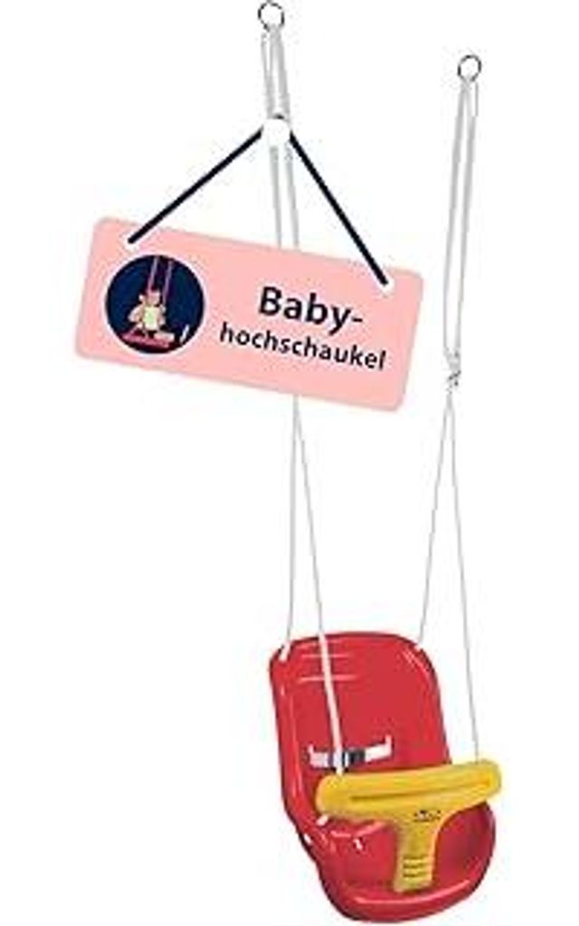 HUDORA Babyschaukel höhenverstellbar 120-180 cm in rot/gelb für den Garten I Baby Swing Outdoor I Kinderschaukel mit Sicherheitsbügel und Anschn...