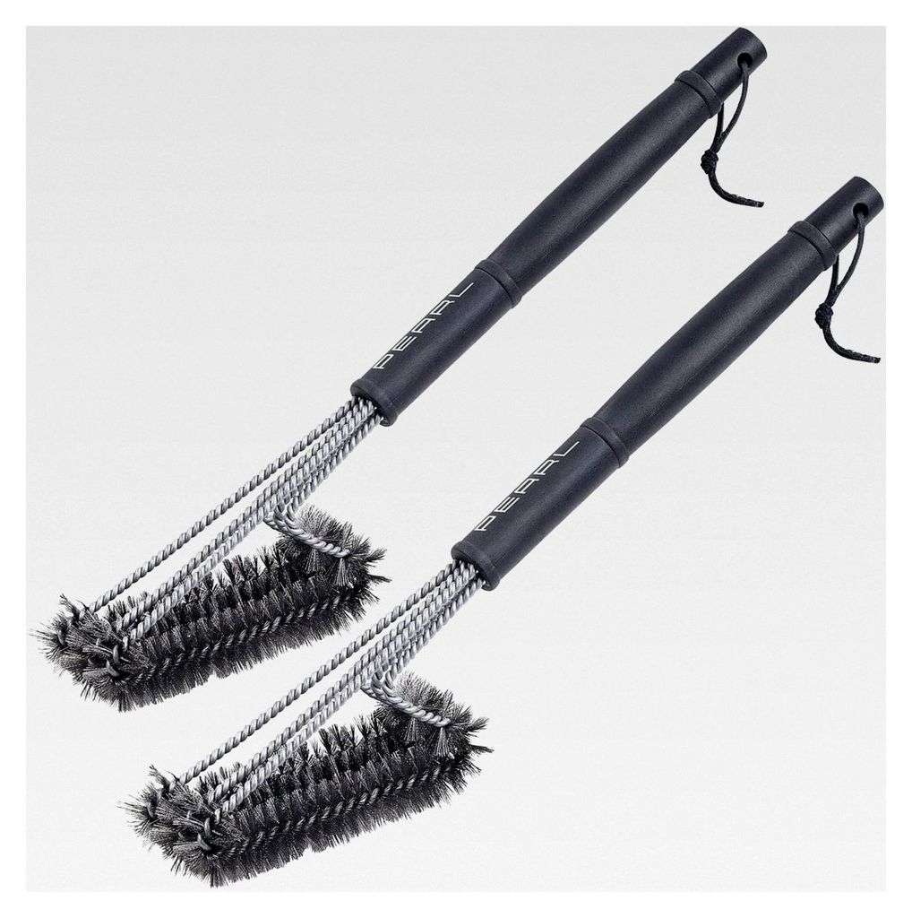 Grillreinigungsbürste: 2er-Set 3-fach Reinigungsbürste aus Edelstahl für Grill und Küche