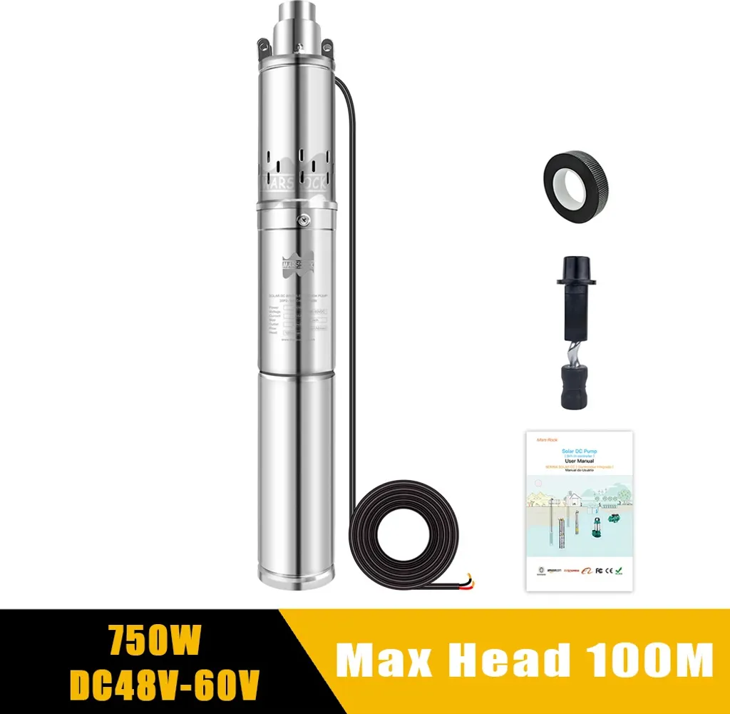 Pompe à eau submersible solaire 750W DC 48-60V avec refoulement 100m - 2