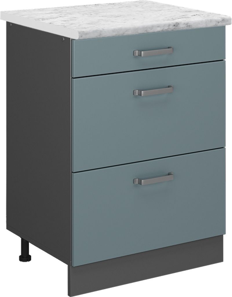 Küchenunterschrank Vicco R-Line Blau-Grau 60 cm AP Marmor, Produktbild 