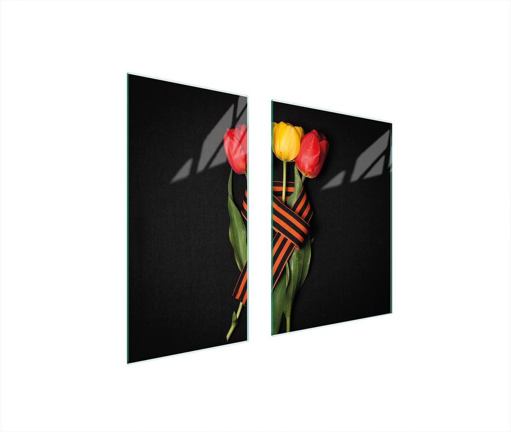 Herdabdeckplatten 2 teilig 75x52 Glaskeramikkochfeld Abdeckung Glas Schneidebrett Tulpen Schwarz