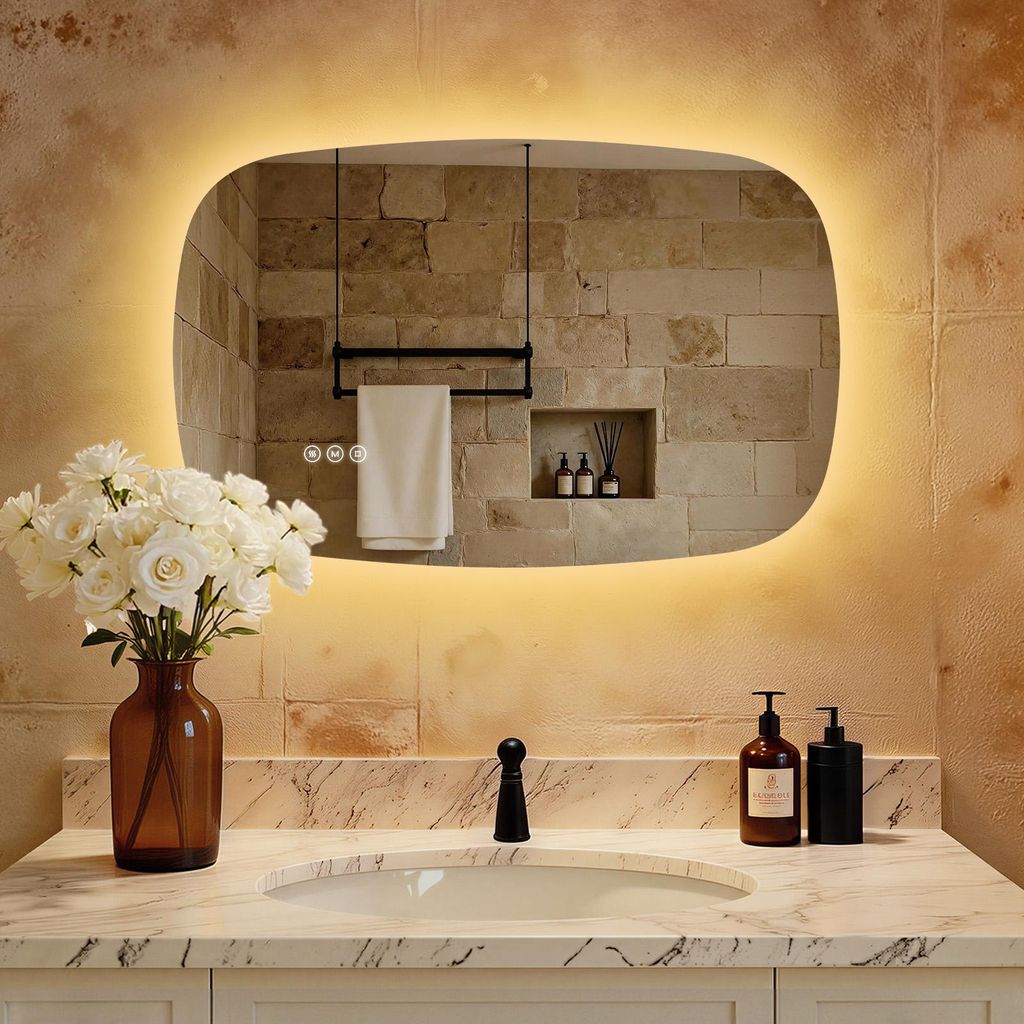 S'AFIELINA 70×45 cm miroir mural LED - miroir de salle de Image du produit 