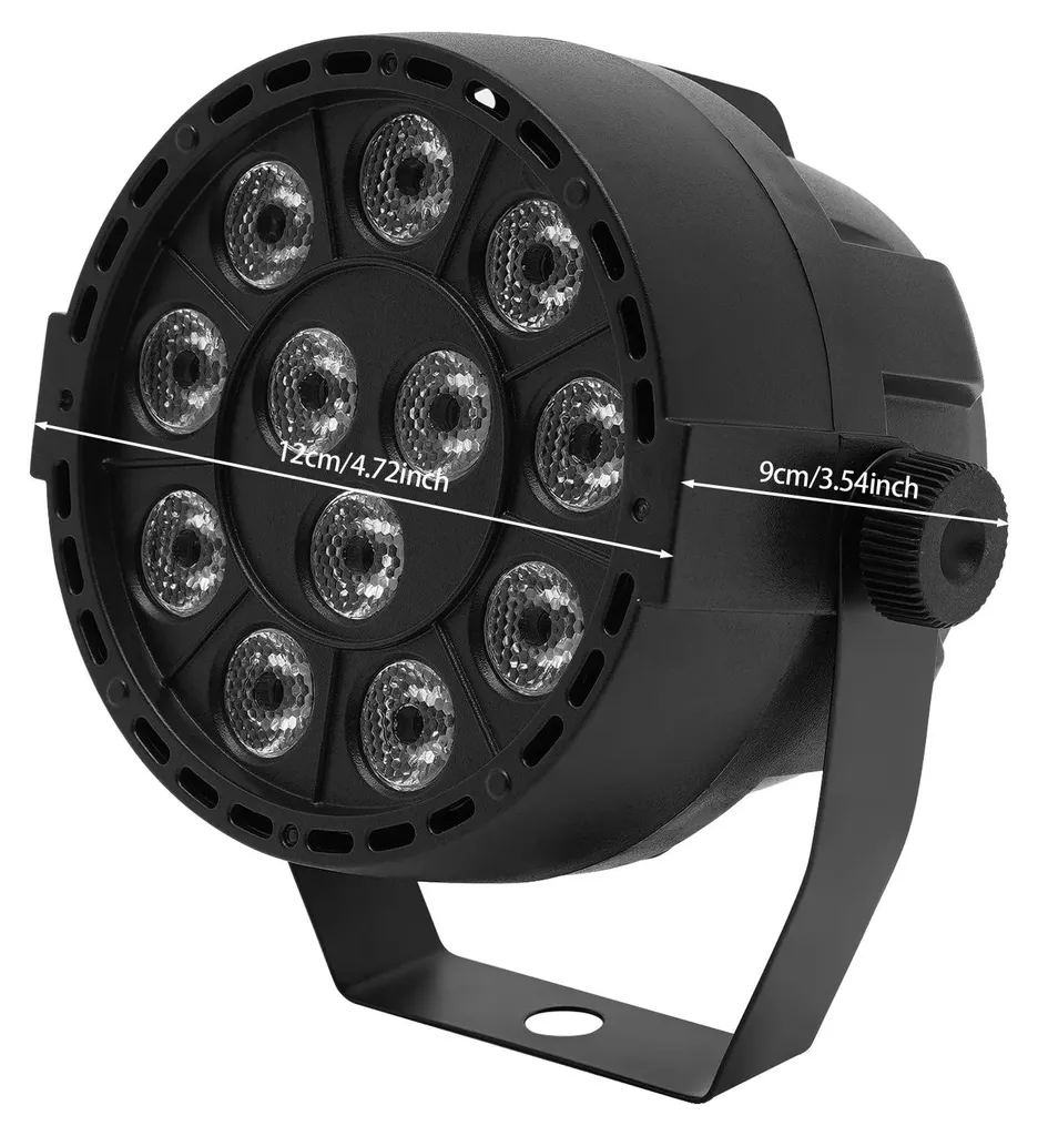 Lampe Par à LED DMX512 Noir avec Activation Sonore pour Scène et Soirée