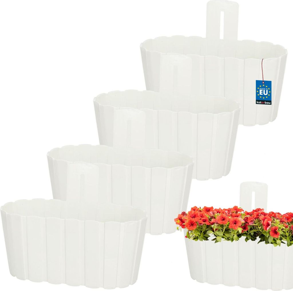 KOTARBAU® Zestaw 4 skrzynek balkonowych wiszący kosz na Zdjęcie produktu 