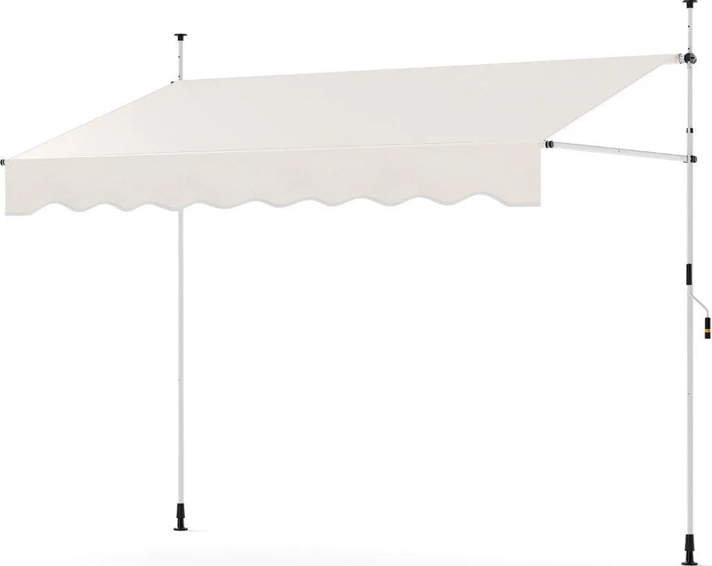 Store extérieur blanc 250 cm avec hauteur réglable et fixation pression