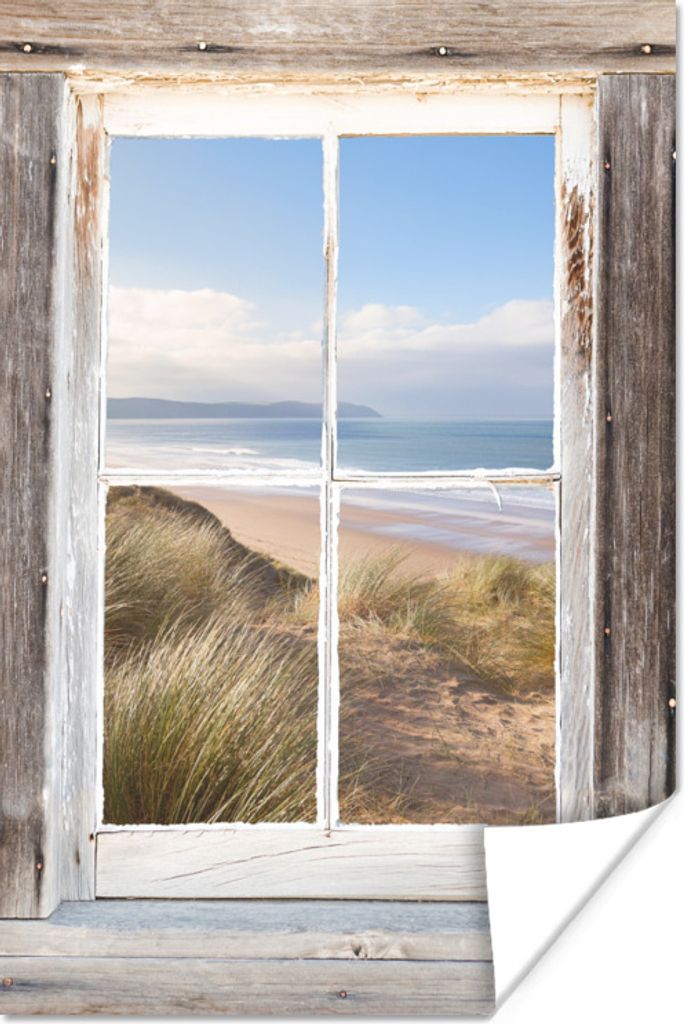 MuchoWow Poster Strand - Meer - Blick 60x90 cm - Wanddekoration