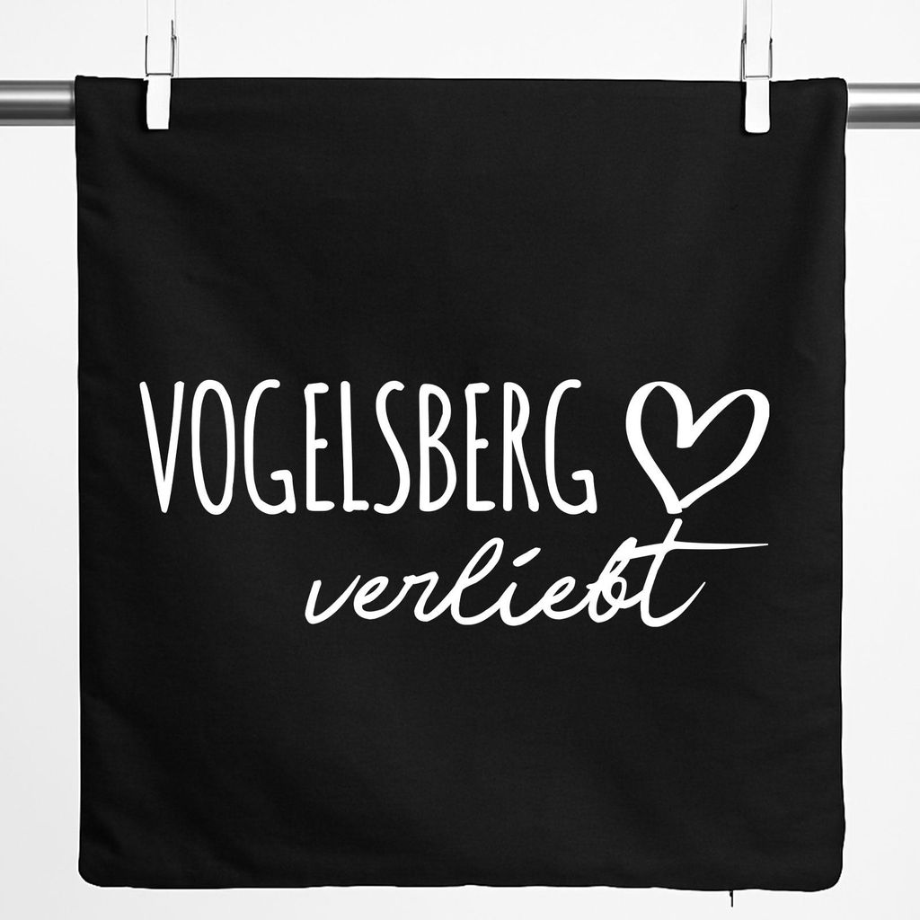 Huuraa Kissenbezug Vogelsberg verliebt 40x40cm Black Baumwolle Dekokissenbezug Geschenkidee
