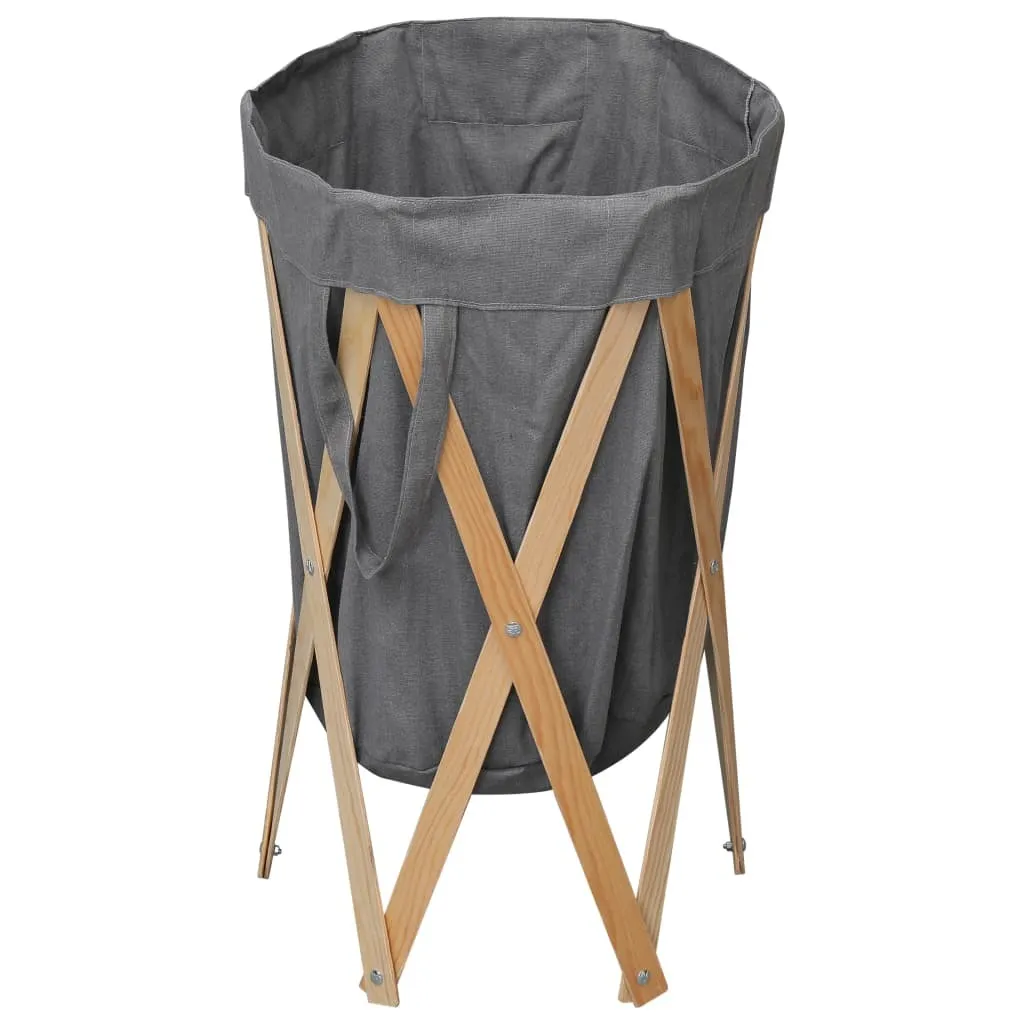 Fini le désordre : Panier à linge pliable Gris en Bois compact et chic - 2