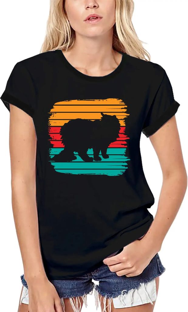 Damen Grafik T-Shirt aus Biobaumwolle Ragamuffin-Katzenkunst – Ragamuffin Cat Art – Öko-Verantwortlich Vintage Jahrgang Kurzarm Lustige Druck