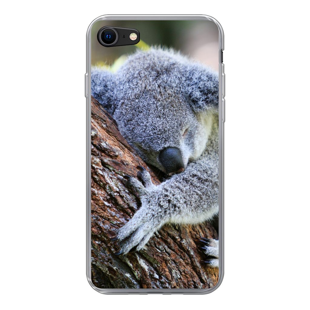 MuchoWow Handyhülle Schutzhülle Hülle für iPhone 7 Koala - Baum - Schlaf - Kinder - Jungen - Mädchen Silikon Softcase Handy Hülle - Kartenh...