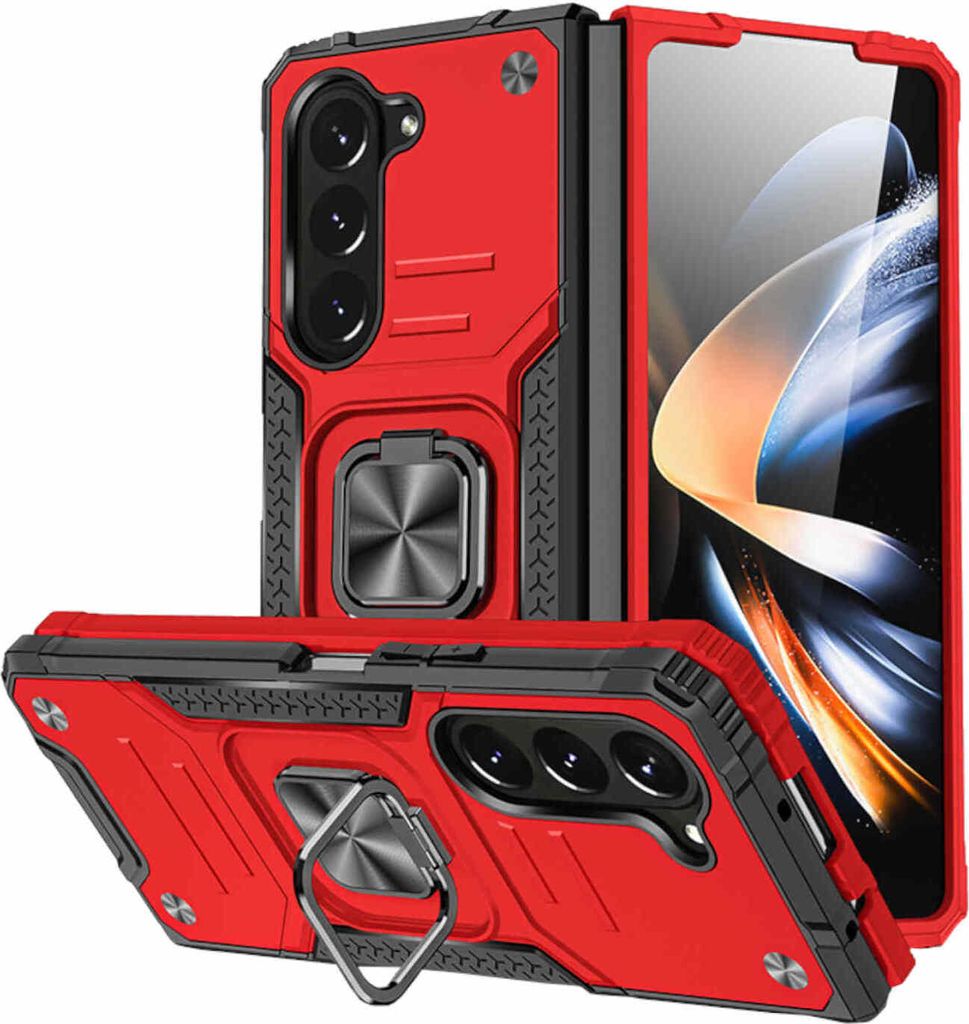 Für Samsung Galaxy Z Fold5 5G Armor Magnet Ring Cover Handy Hülle Tasche Rot Neu