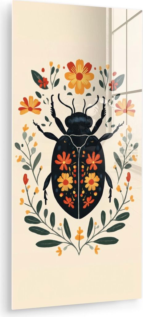 MuchoWow Glasbilder - Bilder auf Wandbild - Foto auf Glas Blumen - Orange - Pflanzen - Zierpflanzen 60x120 cm Wanddekoration aus Glas - Acrylglasbi...