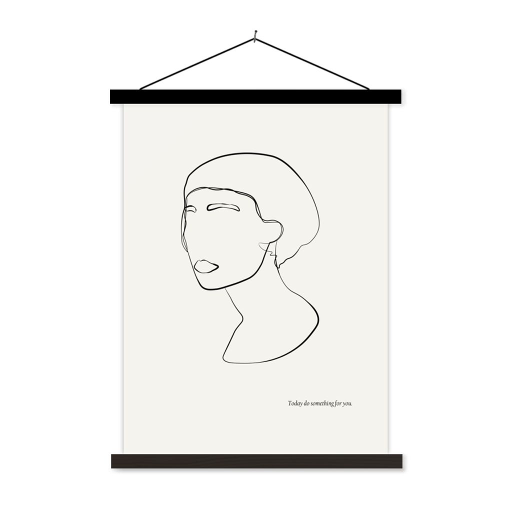 MuchoWow Textilposter Text - Frauen - Strichzeichnungen - Zitate 120x160 cm mit schwarzem Rahmen - Magnetischer