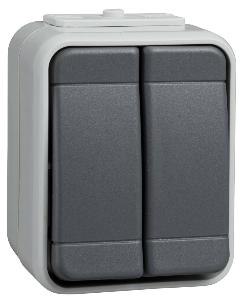 Schneider Electric Doppeltaster 442509 10A AquaTop licht/basaltgrau