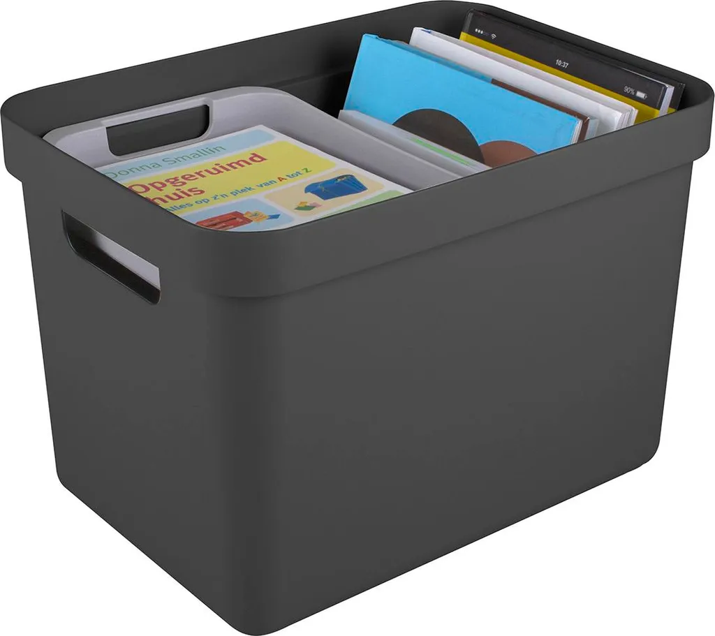 Rangement Bureau Sigma Home 18L Anthracite - Idéal pour Documents et Tri