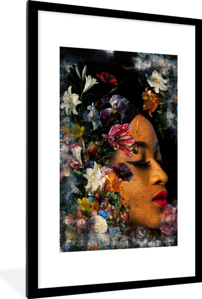 MuchoWow MuchoWow Gerahmtes Poster Abstrakt - Frau - Natur 60x90 cm - Poster mit zchwarzem Bilderrahmen - Dekoration - Wandposter Wohnzimmer - ...