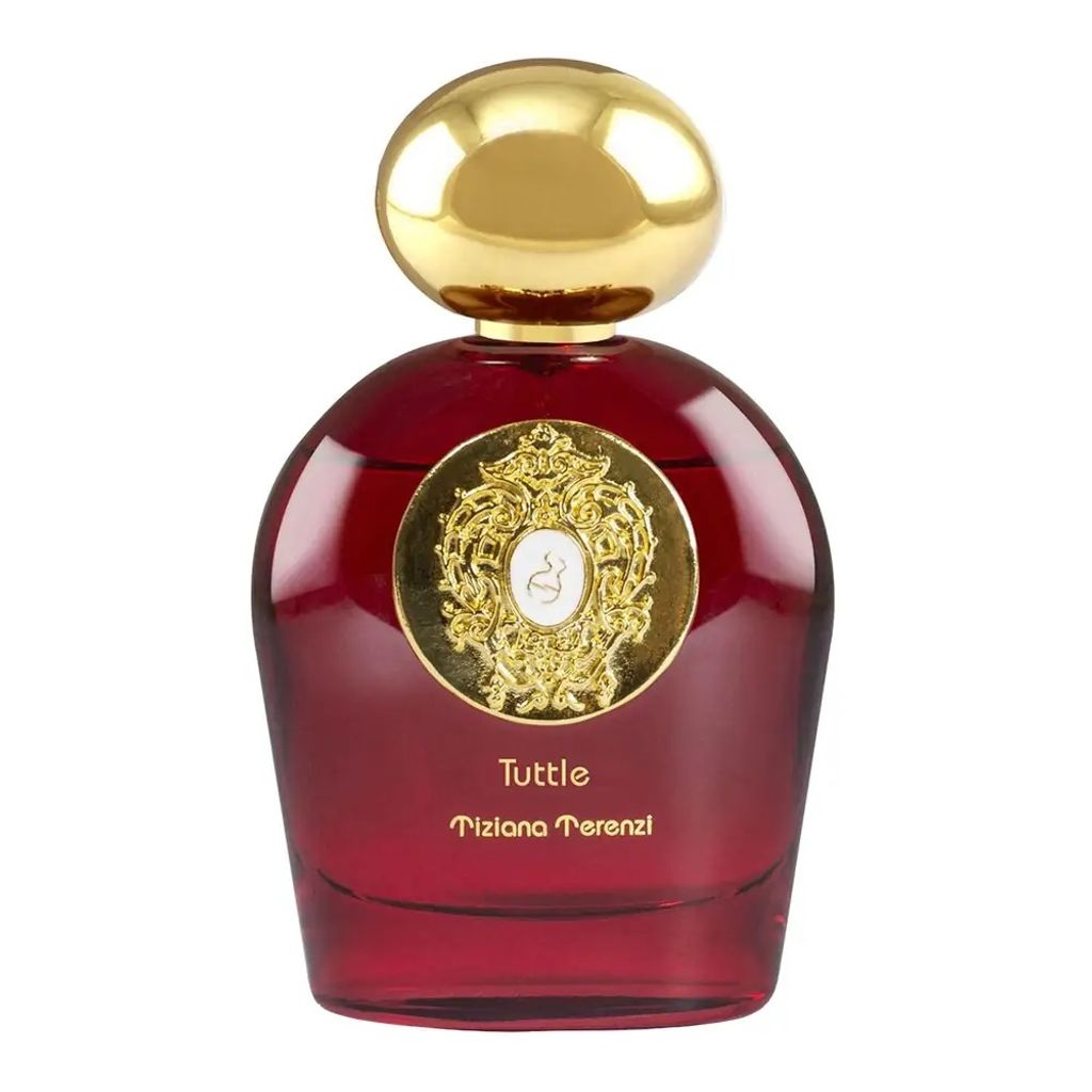 A perfume bottle on a white background.