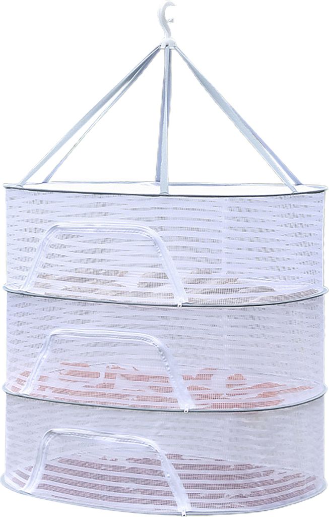 1/2/3 Schicht Hanging Mesh Trocknung Korb U-förmiges Reißverschluss Design Food Fisch Kleidung Hanging Trocknetz Outdoor Faltbar hängbarer Mesh ...