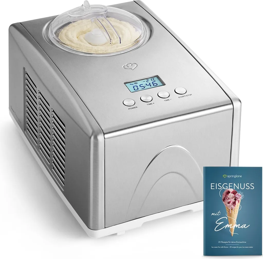 Machine à glace 150W Emma avec compresseur intégré et bol inox de 1,5 Litre