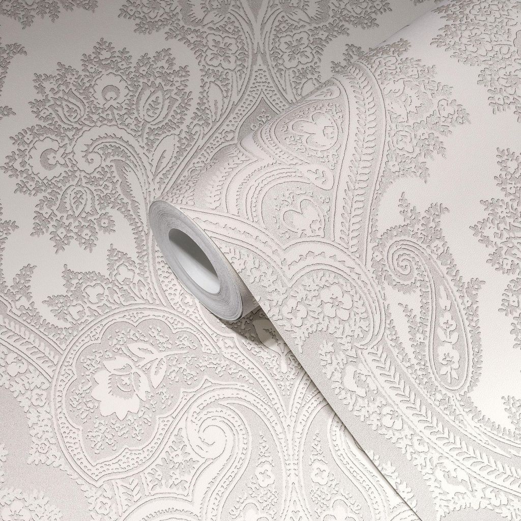 A.S. Creation | Ornament Tapete | Vliestapete | Kollektion MY HOME MY SPA | 387084 | Grau | 10.05 x 0.53 m | Barock | Wo