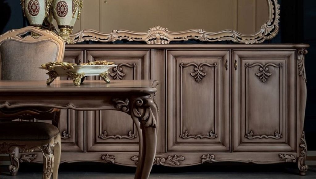 Casa Padrino Luxus Barock Sideboard mit 4 Türen Braun - Prunkvoller Massivholz Schrank - Barock Möbel - Edel & Prunkvoll