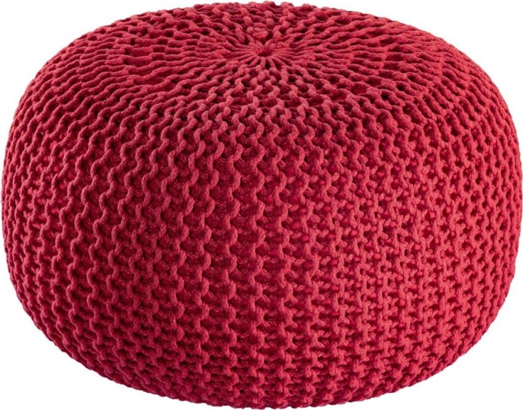 Soma Pouf PREMIUM ø45cm Sitzhocker Strickpouf Innen Terrasse Pool Garten nachhaltig rot - tango red