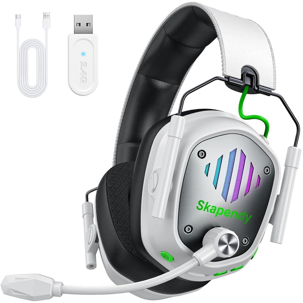 Gaming Headset Faltbarer Gaming Bluetooth Headset mit Surround Sound, ENC Noise Cancelling Kopfhörer, LED Licht, 50 Stunden Akkulaufzeit