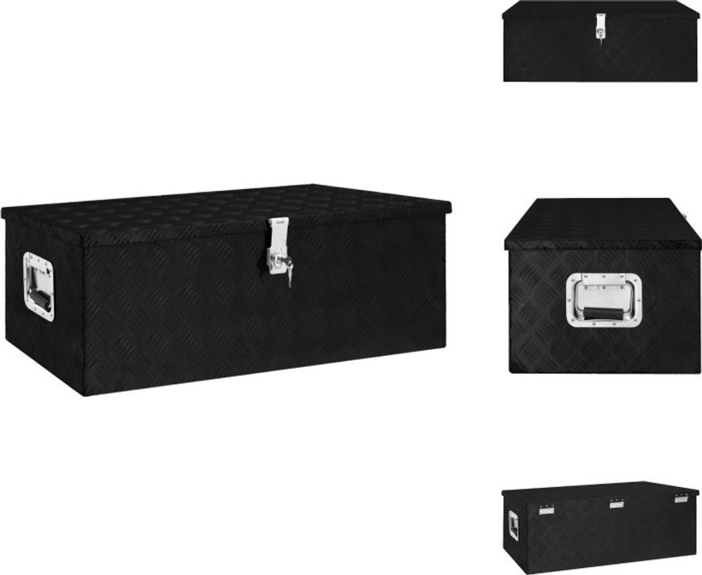 vidaXL Aufbewahrungsbox Schwarz 90x47x33,5 cm Aluminium - Werkzeugkästen