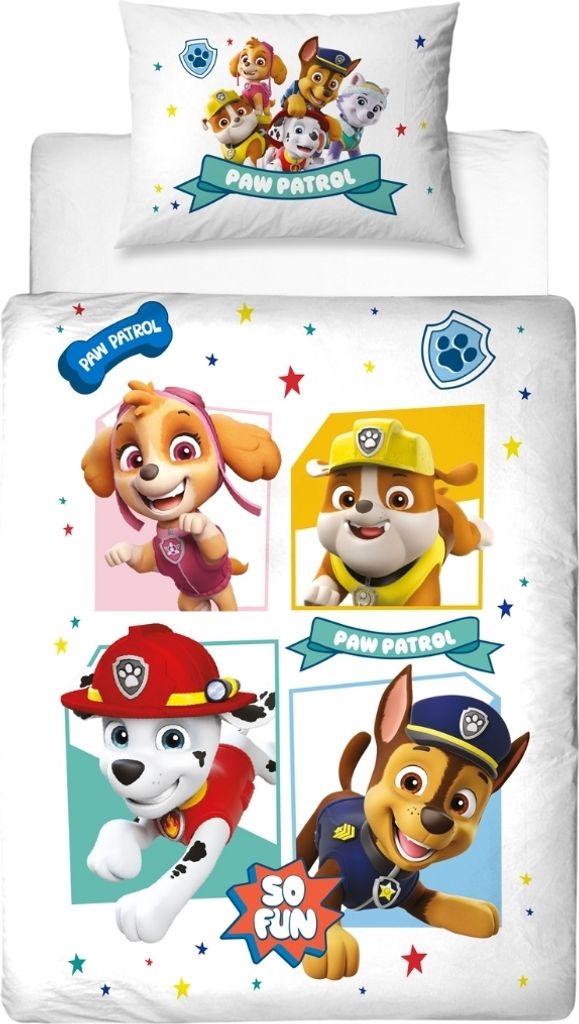 Kinderbettwäsche Paw Patrol 100x135 + 40x60 cm, 100 % Baumwolle, Flanell / Biber, 2 teilig, Paw Patrol Bettwäsche für Kinder & Baby