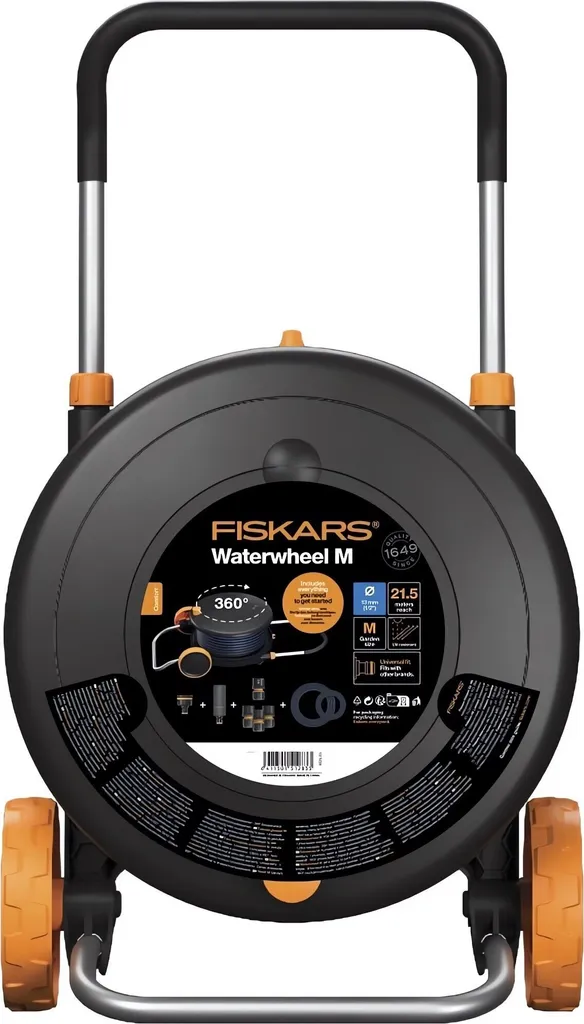 Fiskars Chariot Dévidoir M 13mm avec Tuyau 21.5m Modèle 1071639