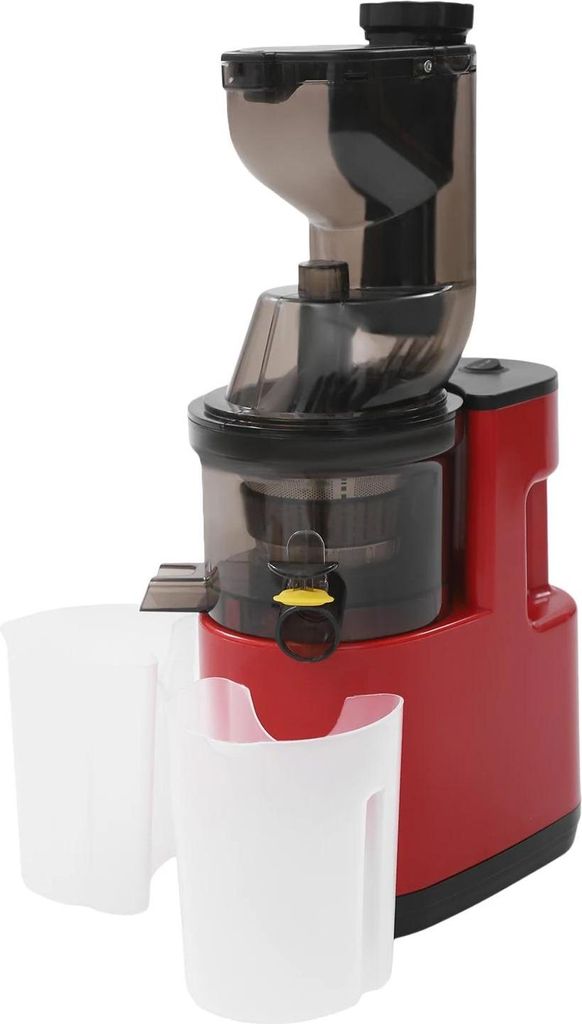 Elektrischer Entsafter - Slow Juicer - 500 W, 60–80 U/min, 304 Edelstahl, 400 ml, 2 Becher, EU-Stecker - Rot