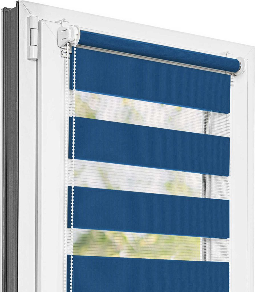 Estika Doppelrollo Klemmfix - 50 x 150 cm - Marine - Duo Produktbild 