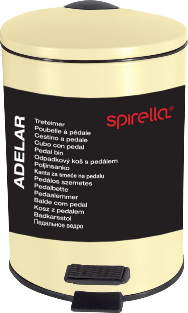 Spirella Kosmetikeimer 5 Liter Edelstahl mit Absenkautomatik und Inneneimer "Adelar" Badezimmer Mülleimer Softclose Abfalleimer Gelb