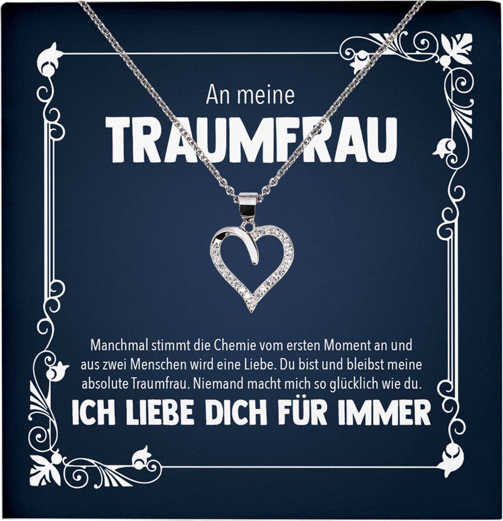 22Feels Echt Silber Halskette - Schatz Frauen Geschenk Schmuck Set Hochzeitstag Valentinstag Ehefrau Freundin Jahrestag - Herz Anhänger, Karte